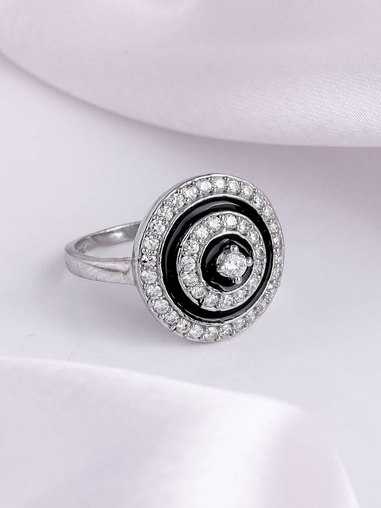 Giva 925 Sterling Silver Midnight Halo Ring