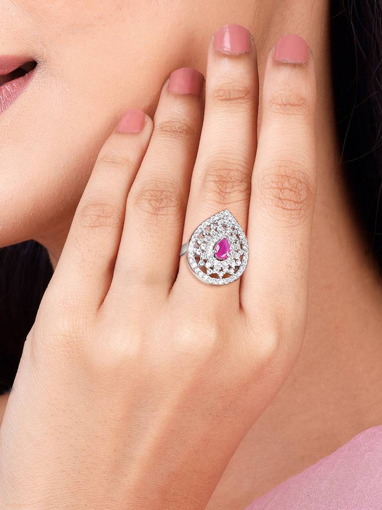 Giva 925 Sterling Silver Opulent Teardrop Ring