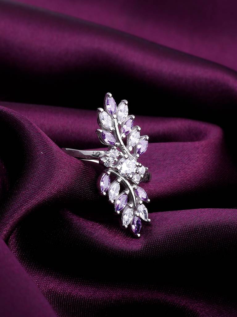 Giva 925 Sterling Silver Royal Amethyst Cocktail Ring