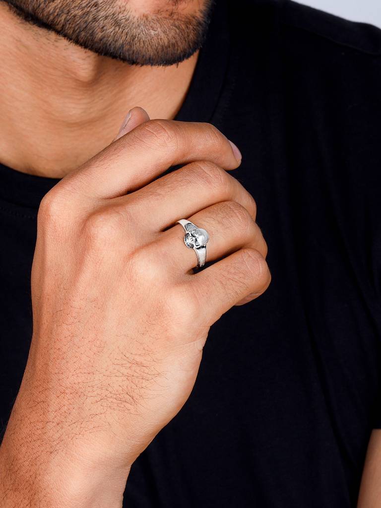 Giva 925 Oxidised Silver Iconic Skull Ring