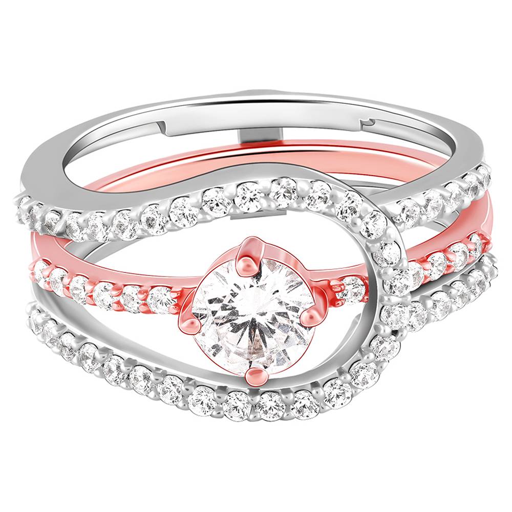 Giva 925 Sterling Silver Dual Tone Snuggle Stack Rings,Fixed Size, Indian - 12 : R01133