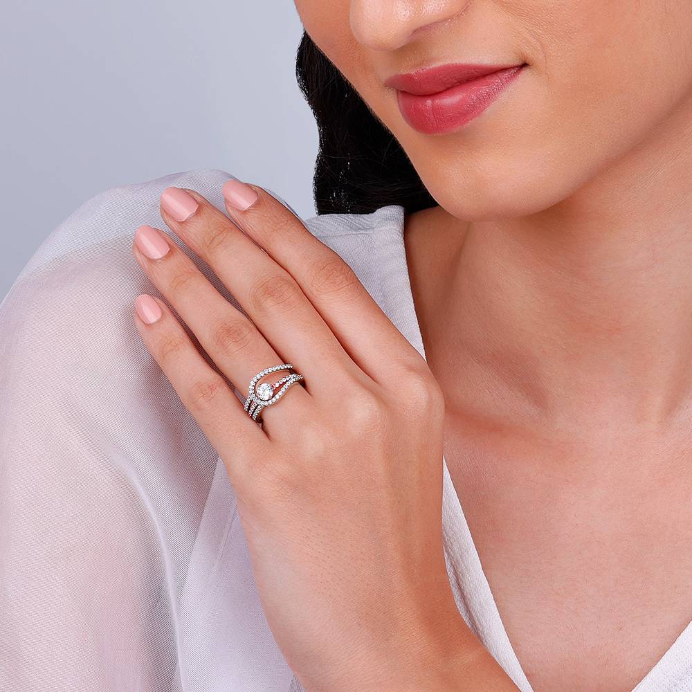 Giva 925 Sterling Silver Dual Tone Snuggle Stack Rings,Fixed Size, Indian - 12 : R01133
