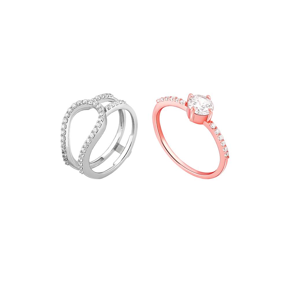 Giva 925 Sterling Silver Dual Tone Snuggle Stack Rings,Fixed Size, Indian - 12 : R01133