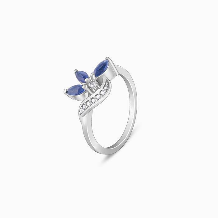 Giva 925 Sterling Silver Blue Flare Ring,Fixed Size,Indian - 12 | Gifts For Women And Girl : R01146