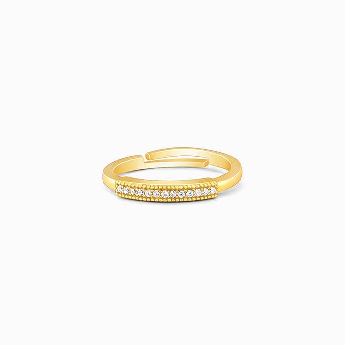 Giva 925 Sterling Silver Golden Zircon Bar Ring,Adjustable | Gifts For Women And Girls | W : R01151