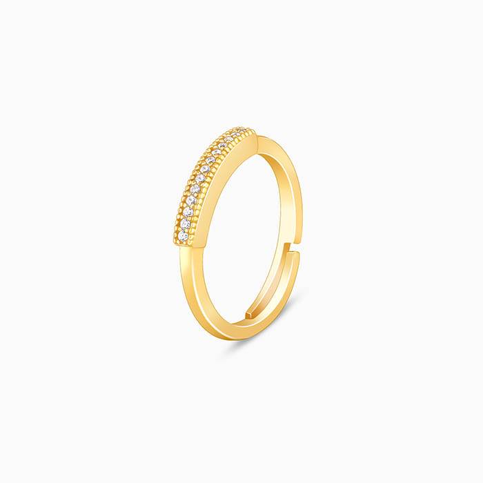 Giva 925 Sterling Silver Golden Zircon Bar Ring,Adjustable | Gifts For Women And Girls | W : R01151