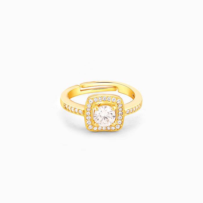 Giva 925 Sterling Silver Golden Convex Zircon Ring,Adjustable|Gift For Valentine | Gift Fo : R01154