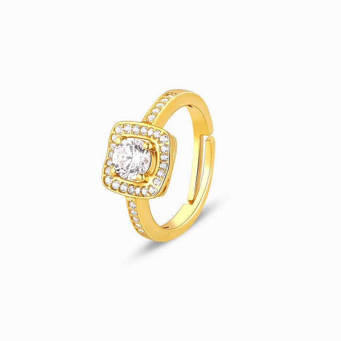 Giva 925 Sterling Silver Golden Convex Zircon Ring,Adjustable|Gift For Valentine | Gift Fo : R01154