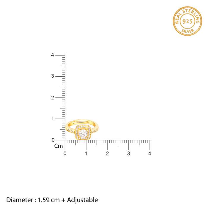 Giva 925 Sterling Silver Golden Convex Zircon Ring,Adjustable|Gift For Valentine | Gift Fo : R01154