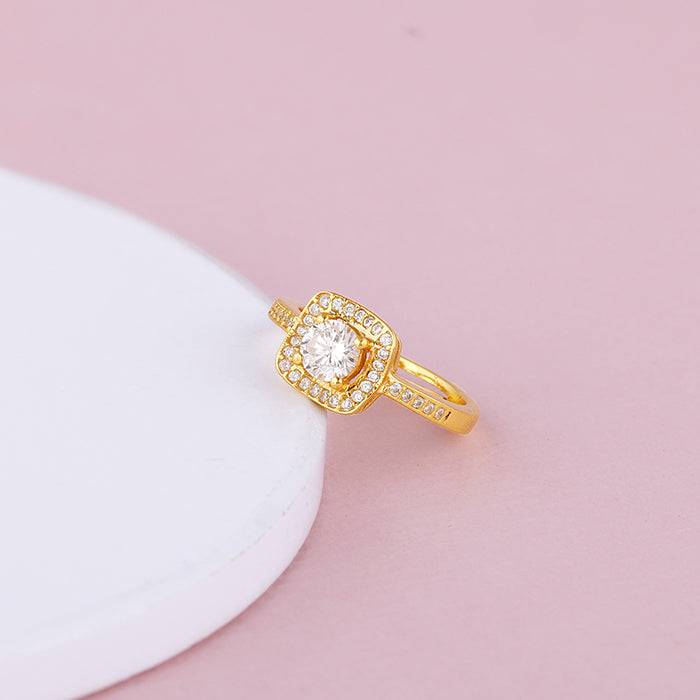 Giva 925 Sterling Silver Golden Convex Zircon Ring,Adjustable|Gift For Valentine | Gift Fo : R01154
