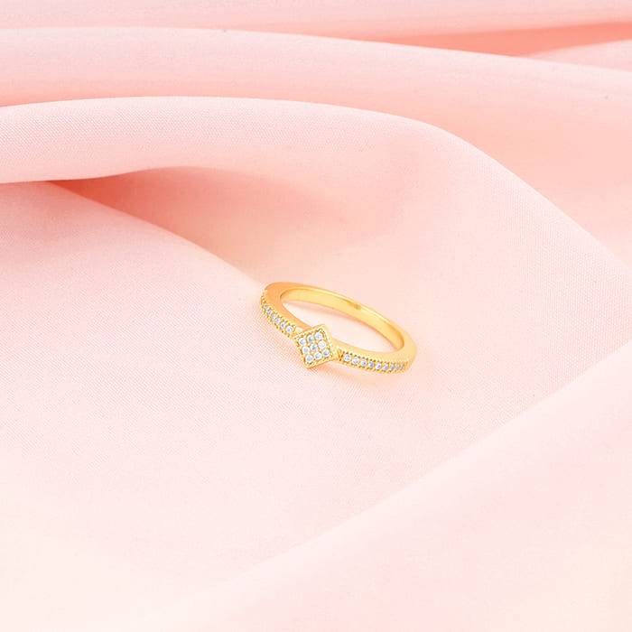 Giva 925 Sterling Silver Golden Giva Glow Ring, Fixed Size ,Indian - 12, Us - 6| Gifts For : R01155