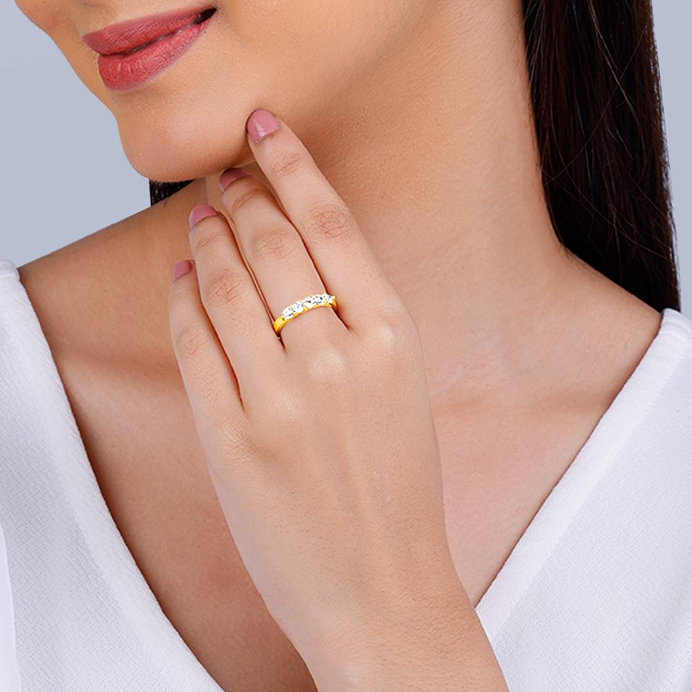 Giva 925 Sterling Silver Golden Sunrise Ring,Fixed Size, Indian - 12|Gift For Valentine | Gift For Girlfriend : R01158