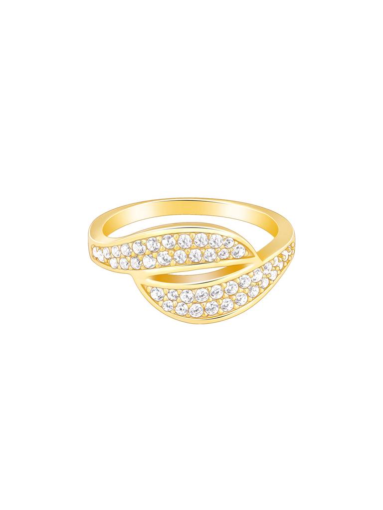 Giva 925 Sterling Silver Golden Dual Wave Ring