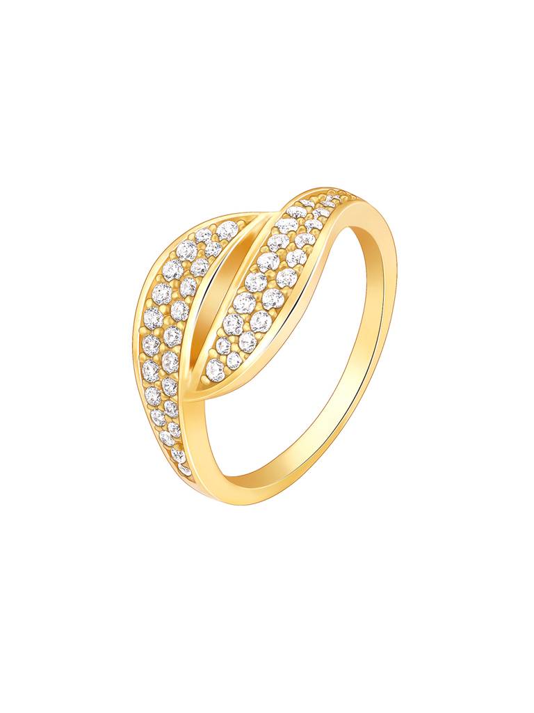 Giva 925 Sterling Silver Golden Dual Wave Ring