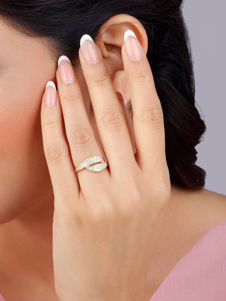 Giva 925 Sterling Silver Golden Dual Wave Ring