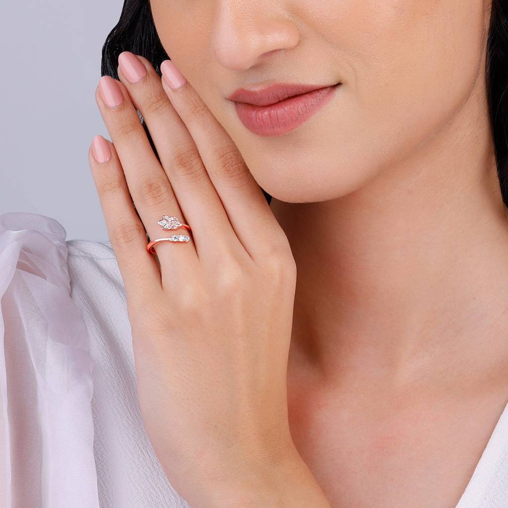 Giva 925 Sterling Silver Rose Gold Bud Of Beauty Ring,Adjustable | Gifts For Women And Gir : R01162