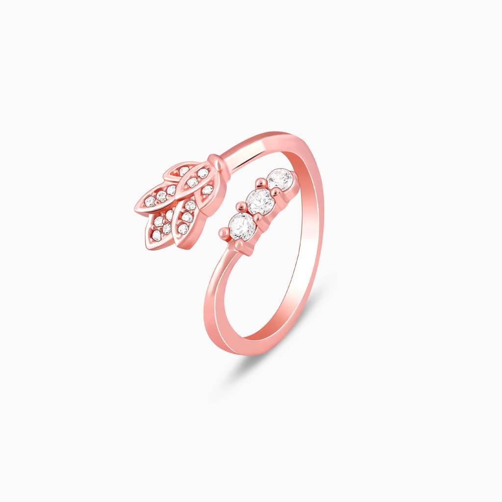 Giva 925 Sterling Silver Rose Gold Bud Of Beauty Ring,Adjustable | Gifts For Women And Gir : R01162