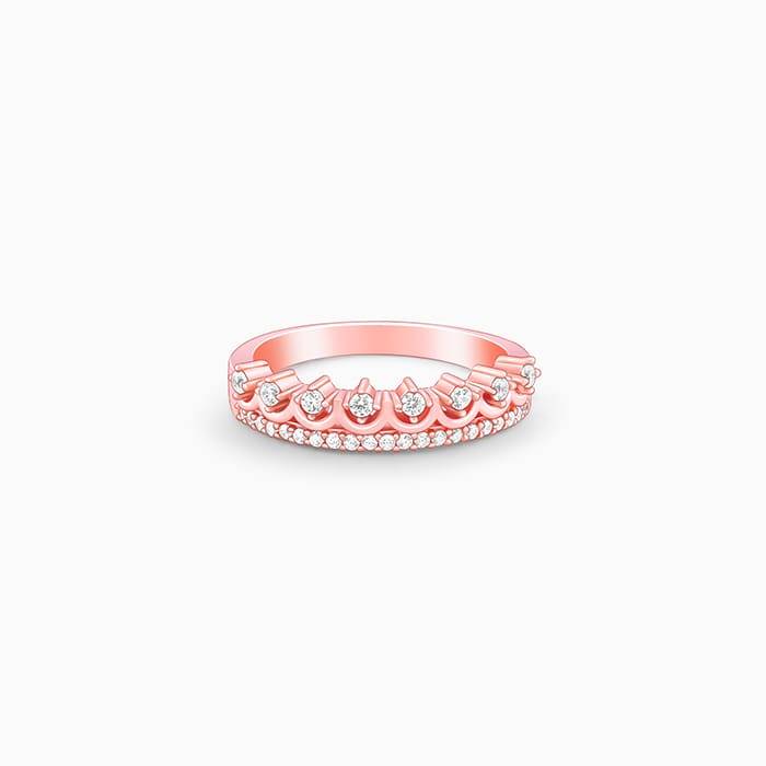 Giva 925 Sterling Silver Rose Gold Reina Ring,Fixed Size, Indian - 12|Gift For Valentine | : R01169