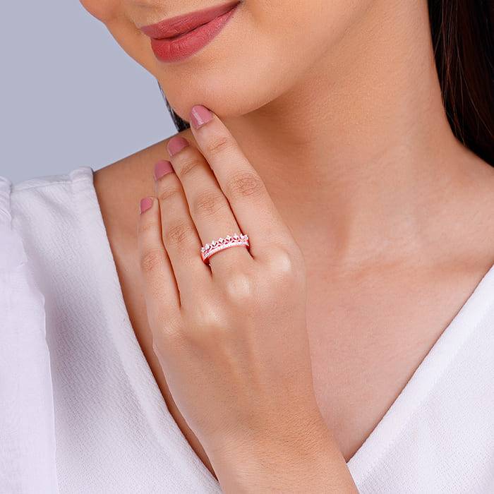 Giva 925 Sterling Silver Rose Gold Reina Ring,Fixed Size, Indian - 12|Gift For Valentine | : R01169