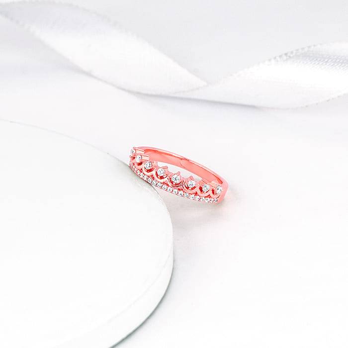 Giva 925 Sterling Silver Rose Gold Reina Ring,Fixed Size, Indian - 12|Gift For Valentine | : R01169