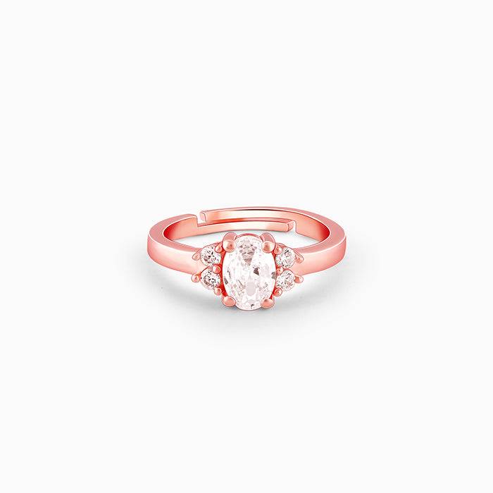 Giva 925 Sterling Silver Rose Gold Oval Elegance Ring, Adjustable | Gifts For Women And Gi : R01170