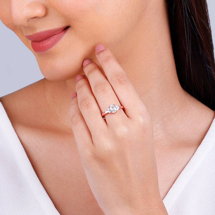 Giva 925 Sterling Silver Rose Gold Oval Elegance Ring, Adjustable | Gifts For Women And Gi : R01170