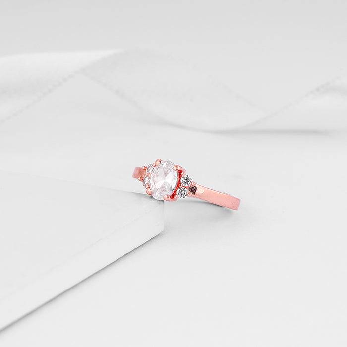 Giva 925 Sterling Silver Rose Gold Oval Elegance Ring, Adjustable | Gifts For Women And Gi : R01170