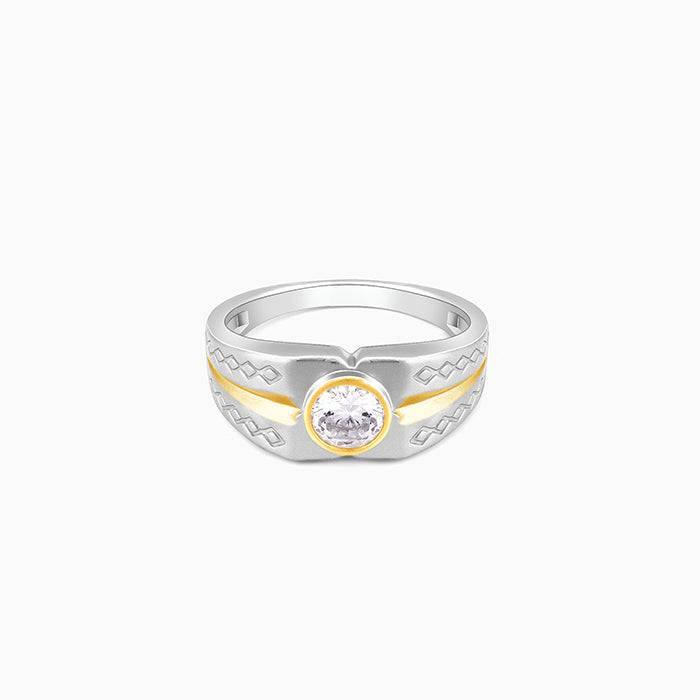 Giva 925 Sterling Silver And Golden Dual Tone Ring For Him,Fixed Size,Indian - 12, Us - 6  : R01186