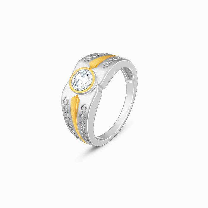 Giva 925 Sterling Silver And Golden Dual Tone Ring For Him,Fixed Size,Indian - 12, Us - 6  : R01186