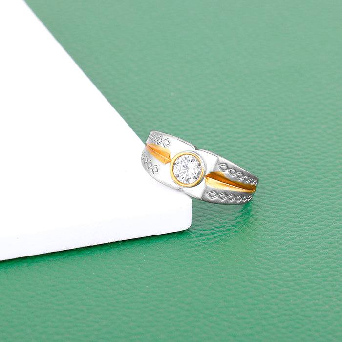 Giva 925 Sterling Silver And Golden Dual Tone Ring For Him,Fixed Size,Indian - 12, Us - 6  : R01186