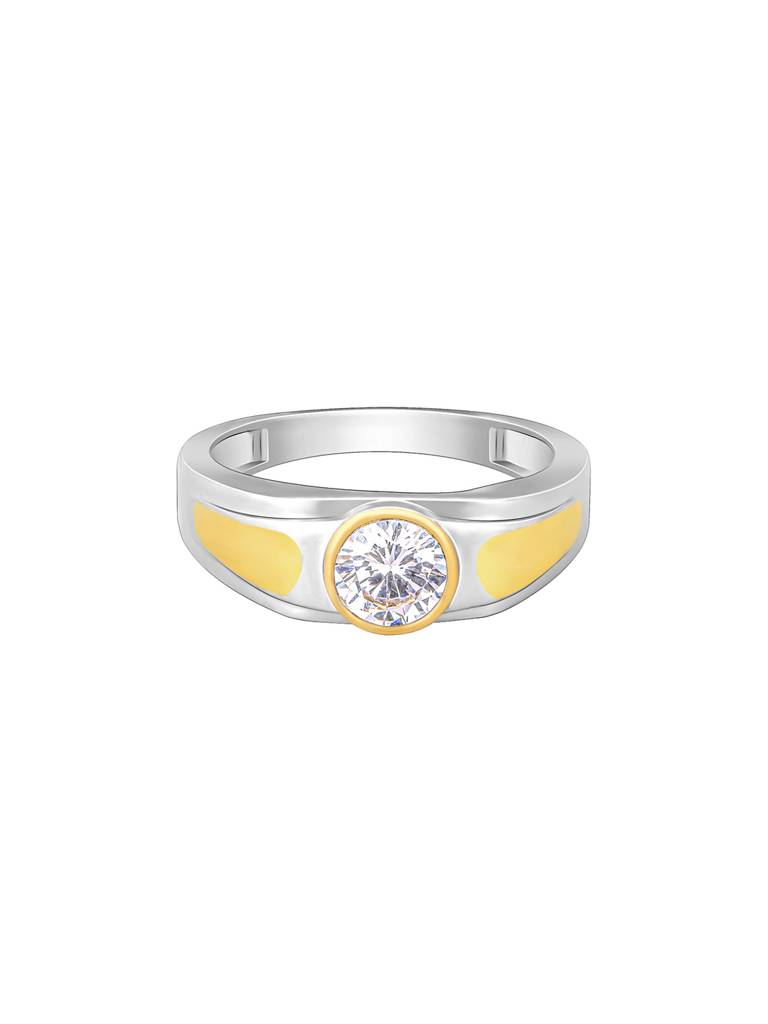 Giva 925 Sterling Silver And Golden Subtle Expression Mens Ring