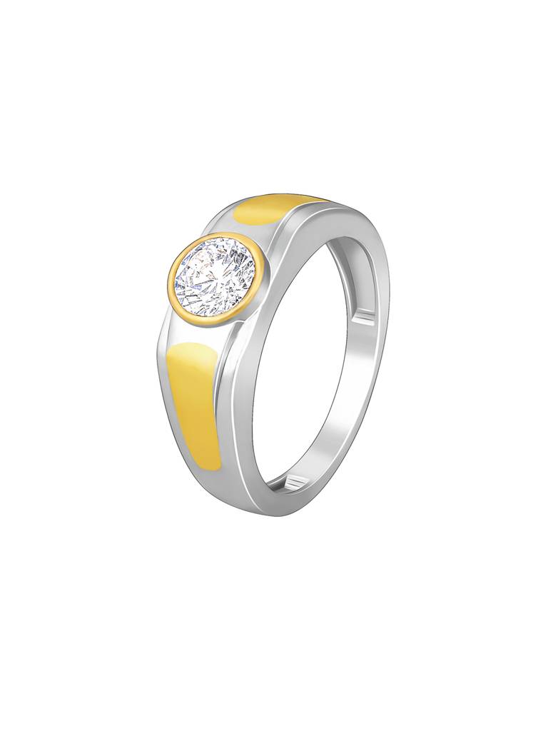 Giva 925 Sterling Silver And Golden Subtle Expression Mens Ring