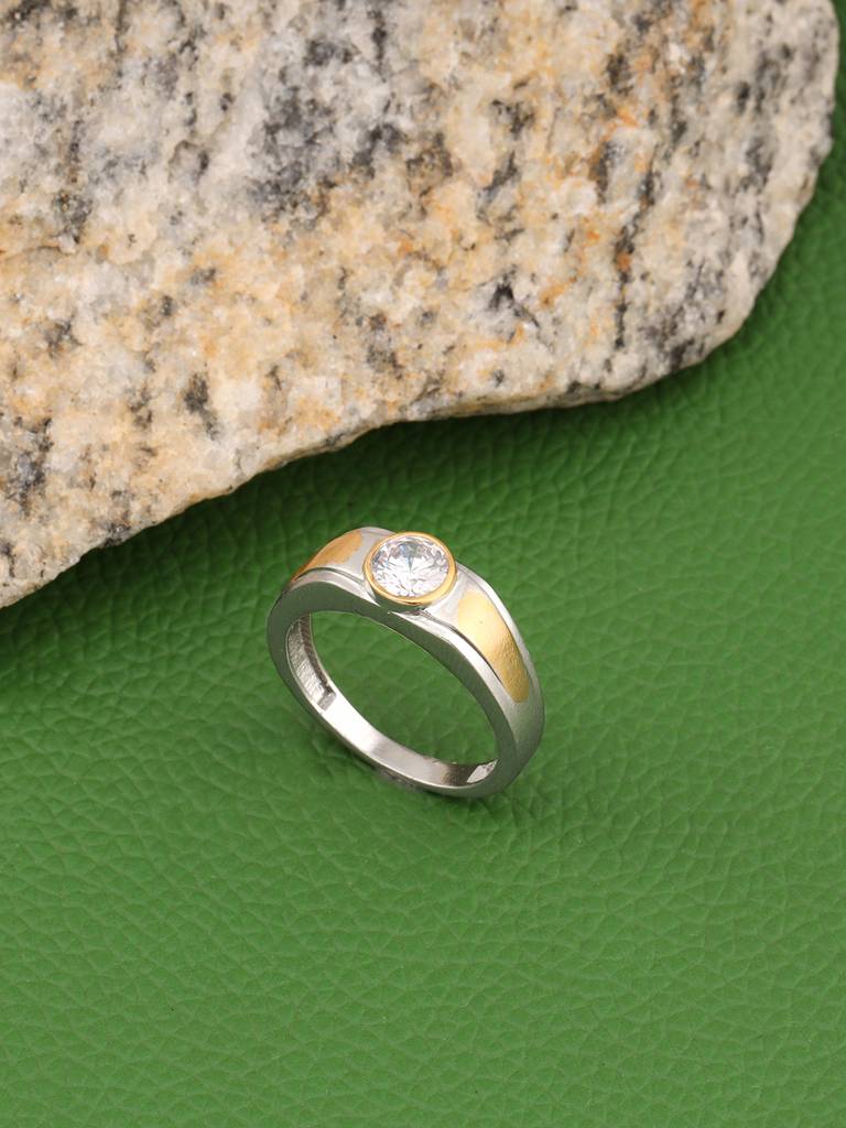 Giva 925 Sterling Silver And Golden Subtle Expression Mens Ring
