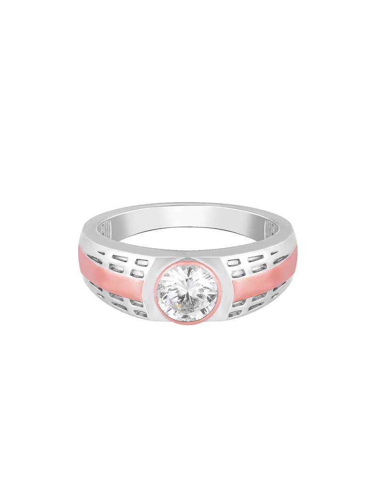 Giva 925 Sterling Silver And Rose Gold Sleek Versatility Mens Ring