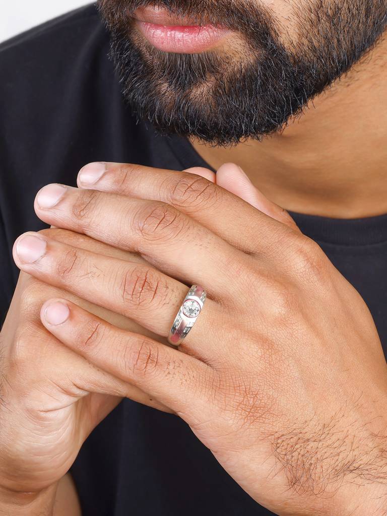 Giva 925 Sterling Silver And Rose Gold Sleek Versatility Mens Ring