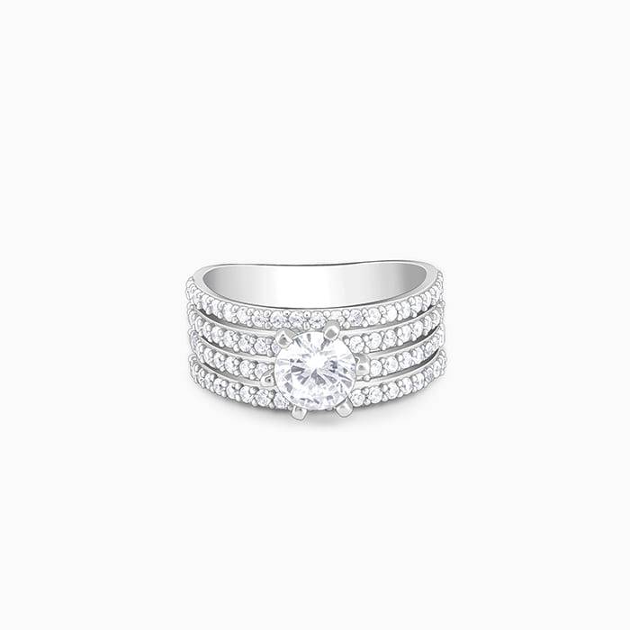 Giva 925 Sterling Silver Stacked Shine Ring,Fixed Size,Indian - 12, Us - 6 | Gifts For Wom : R01228