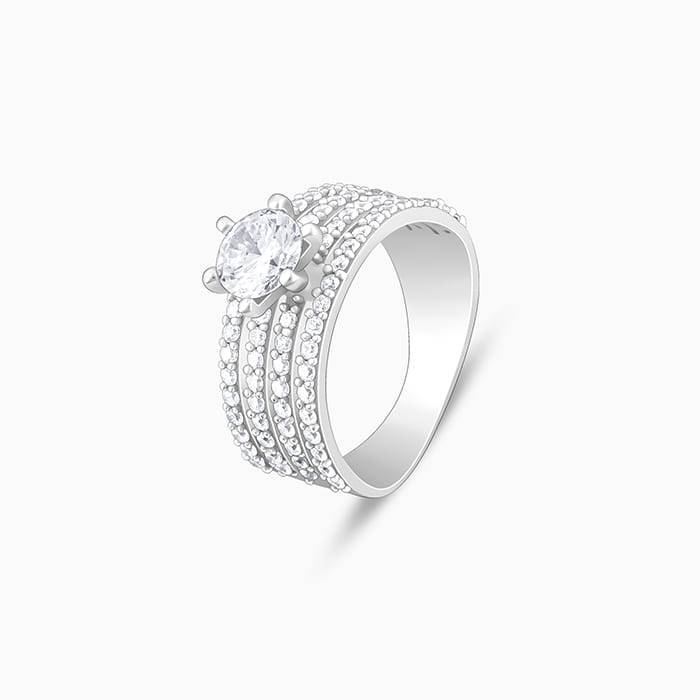 Giva 925 Sterling Silver Stacked Shine Ring,Fixed Size,Indian - 12, Us - 6 | Gifts For Wom : R01228