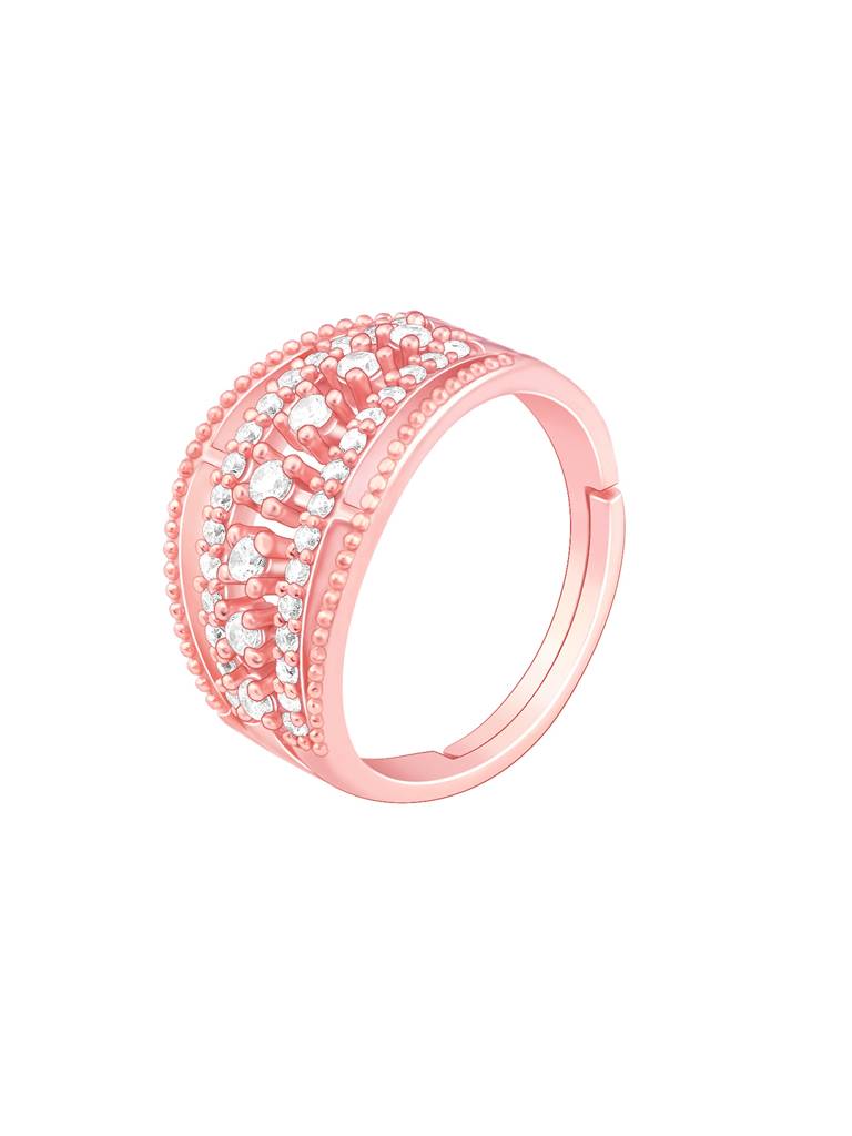 Giva 925 Sterling Silver Rose Gold Zirconia Statement Ring
