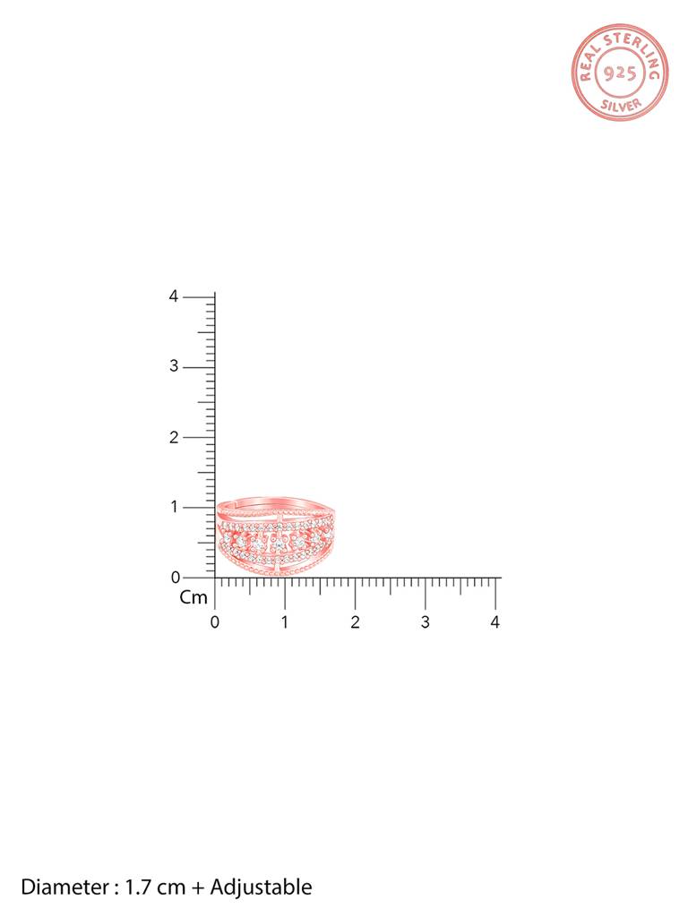 Giva 925 Sterling Silver Rose Gold Zirconia Statement Ring