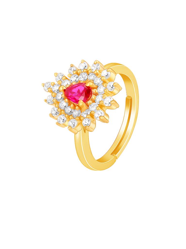 Giva 925 Sterling Silver Golden Ruby Pink Elegance Ring