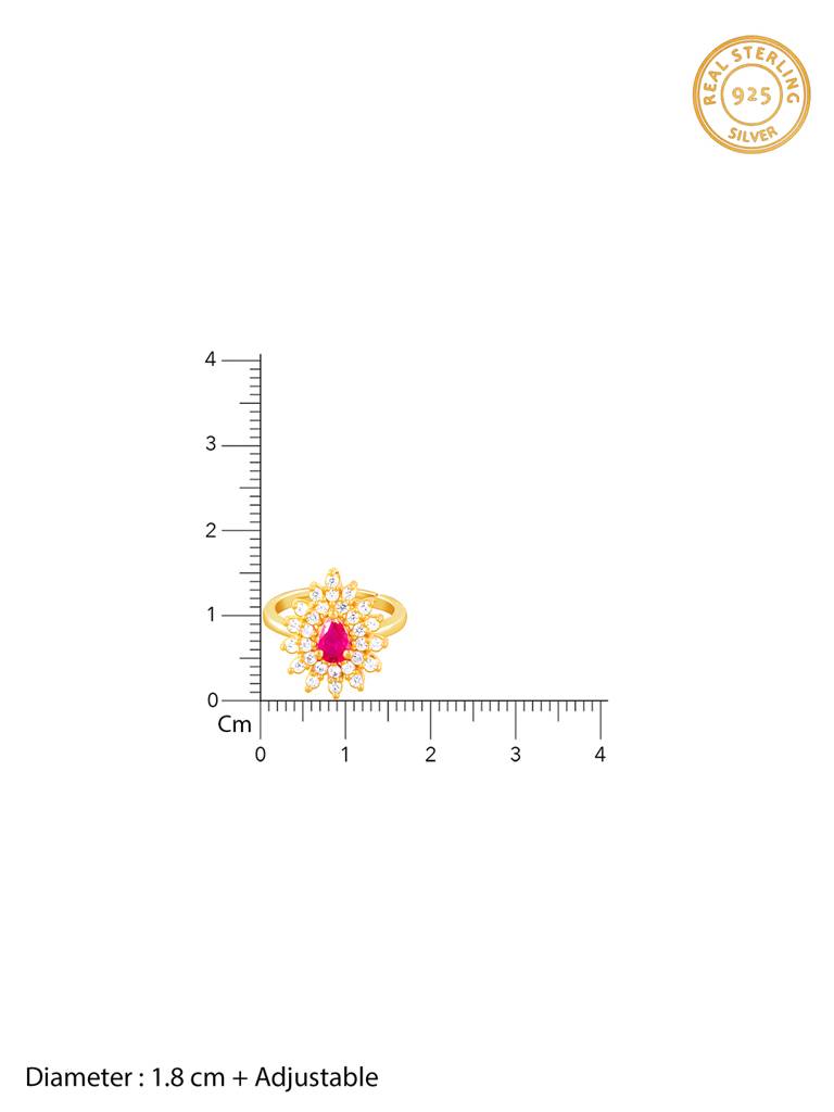 Giva 925 Sterling Silver Golden Ruby Pink Elegance Ring