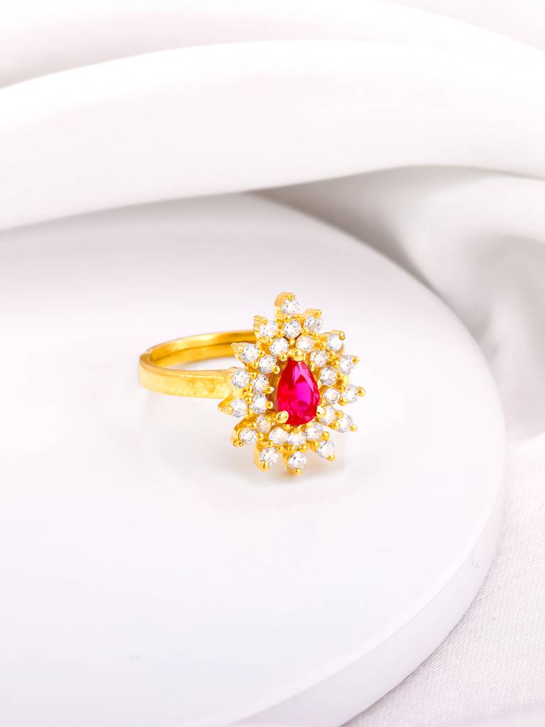 Giva 925 Sterling Silver Golden Ruby Pink Elegance Ring