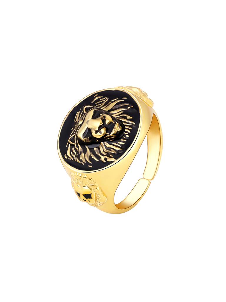 Giva 925 Sterling Silver Golden Roar Of Tiger Mens Ring