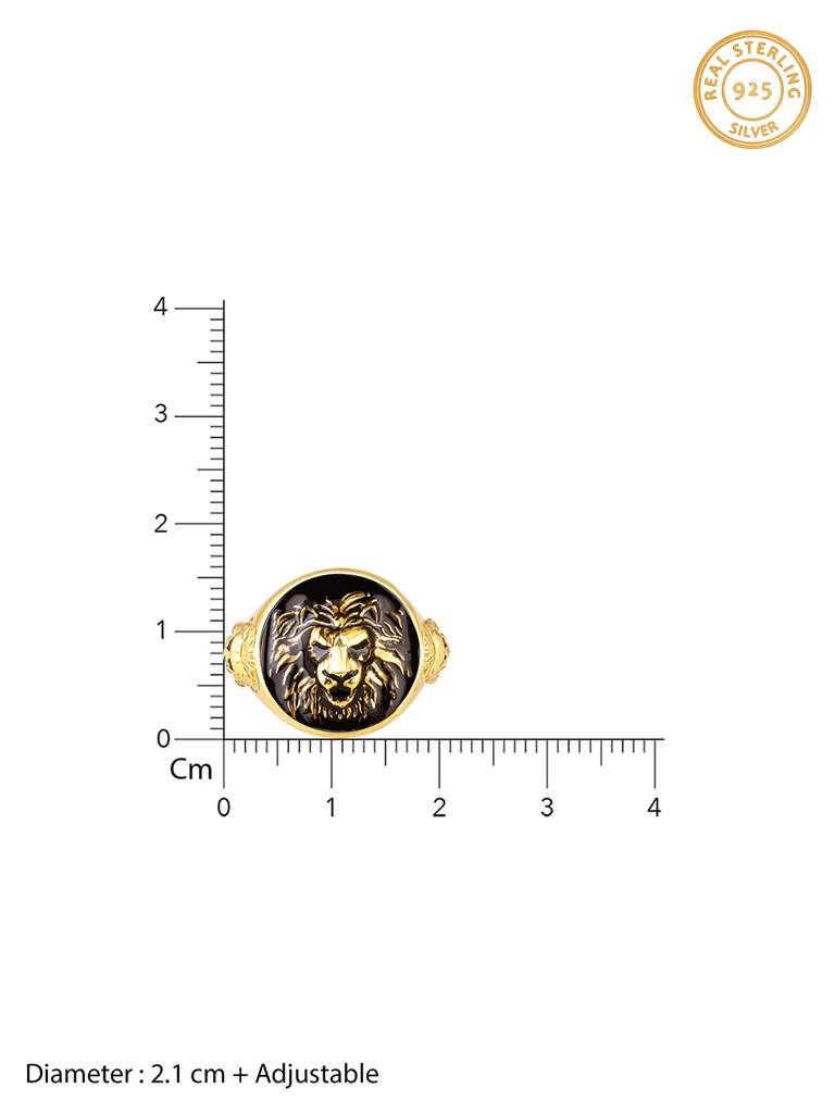 Giva 925 Sterling Silver Golden Roar Of Tiger Mens Ring