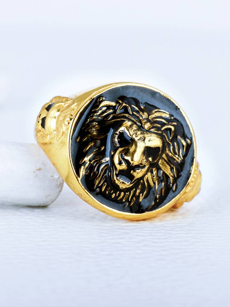 Giva 925 Sterling Silver Golden Roar Of Tiger Mens Ring