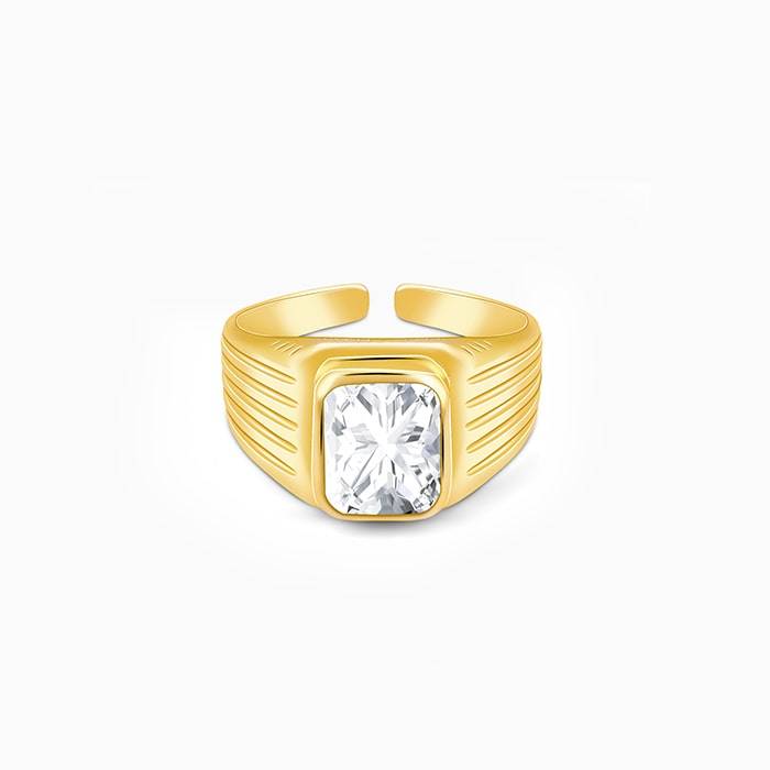 Giva 925 Sterling Silver Golden Zircon Glory Ring For Him,Adjustable,Indian - 19, Us - 9.5 : R01240