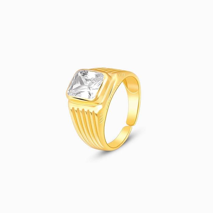 Giva 925 Sterling Silver Golden Zircon Glory Ring For Him,Adjustable,Indian - 19, Us - 9.5 : R01240