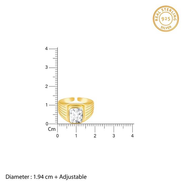Giva 925 Sterling Silver Golden Zircon Glory Ring For Him,Adjustable,Indian - 19, Us - 9.5 : R01240