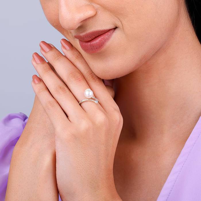 Giva 925 Sterling Silver Pearl Epoch Ring,Adjustable | Gifts For Women And Girls | With Ce : R01244