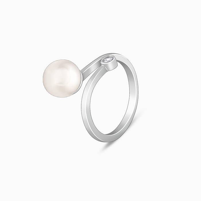 Giva 925 Sterling Silver Pearl Epoch Ring,Adjustable | Gifts For Women And Girls | With Ce : R01244